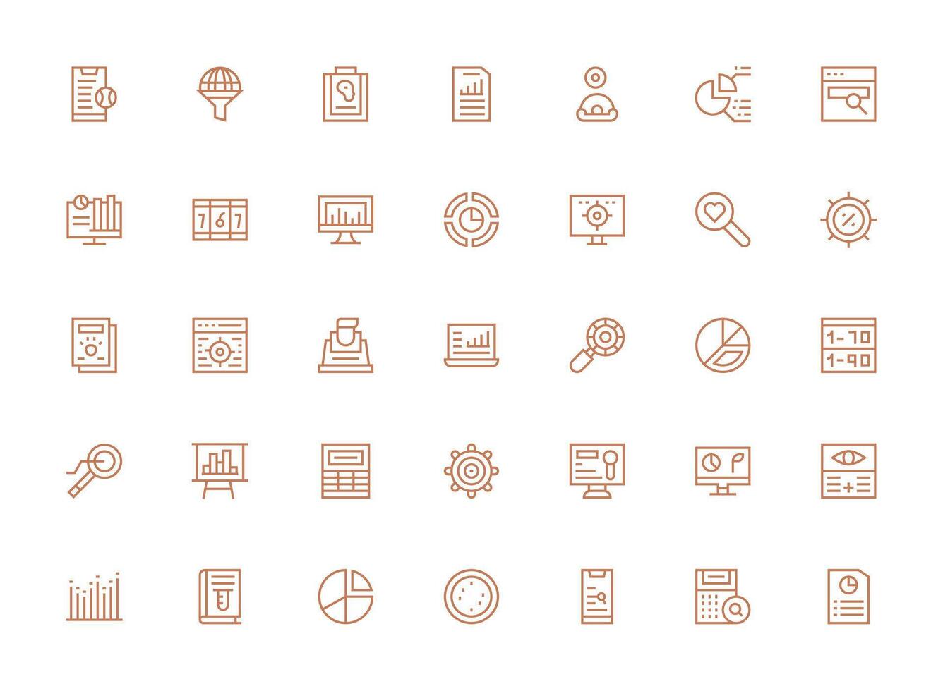 35 Regular Clean Line Vectors for Results Theme Simplified Icon Pack for Visual Tools
