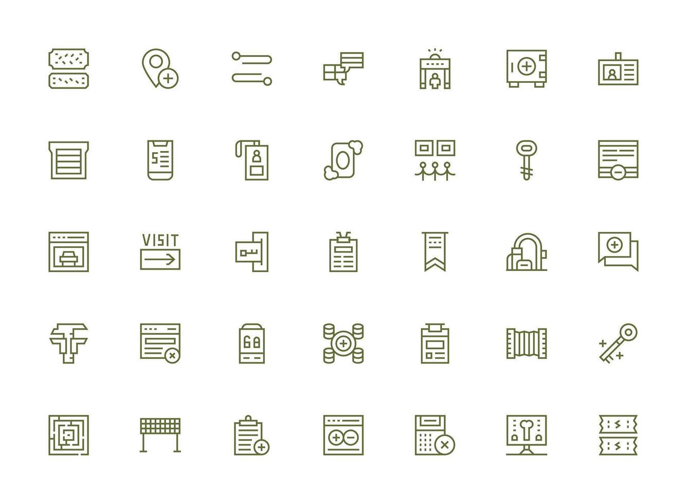 Regular Clean Line Style Entry Icons with 35 Vectors Versatile Icon Collection for Designers