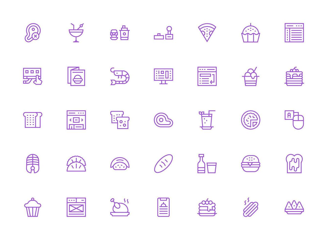 Regular Clean Line Icons from Menu Set with 35 Vectors Customizable Icon Series for Mobile Screens