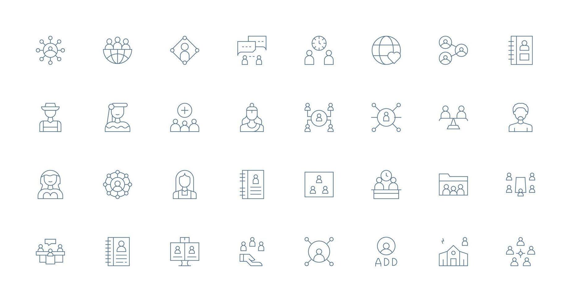 People Design Icons featuring 32 in Thin Line Style Clear and Concise Icon Set Collection vector