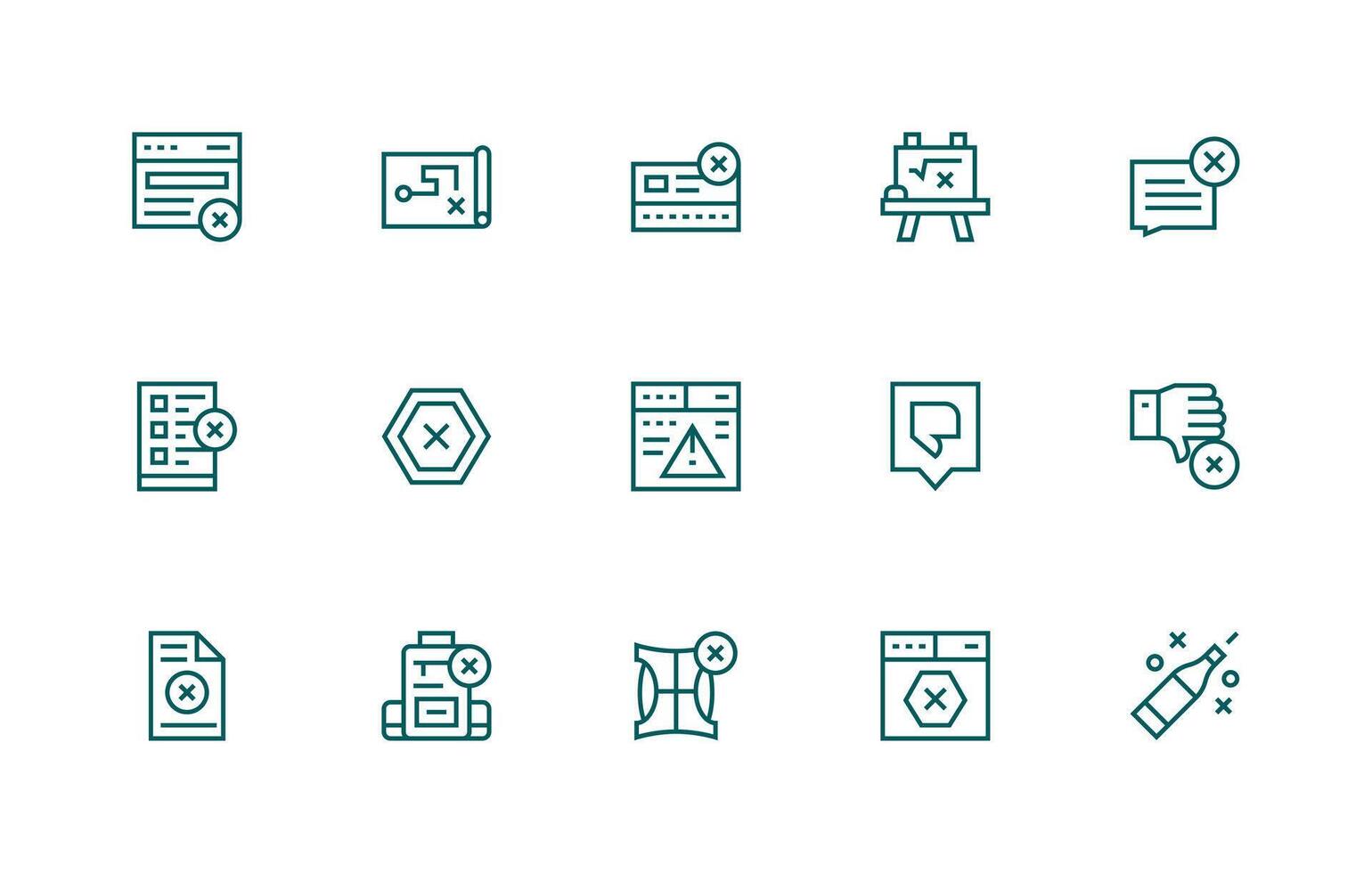 15 Incorrect Icons in Regular Line Aesthetic Multi-Style Icon Collection vector