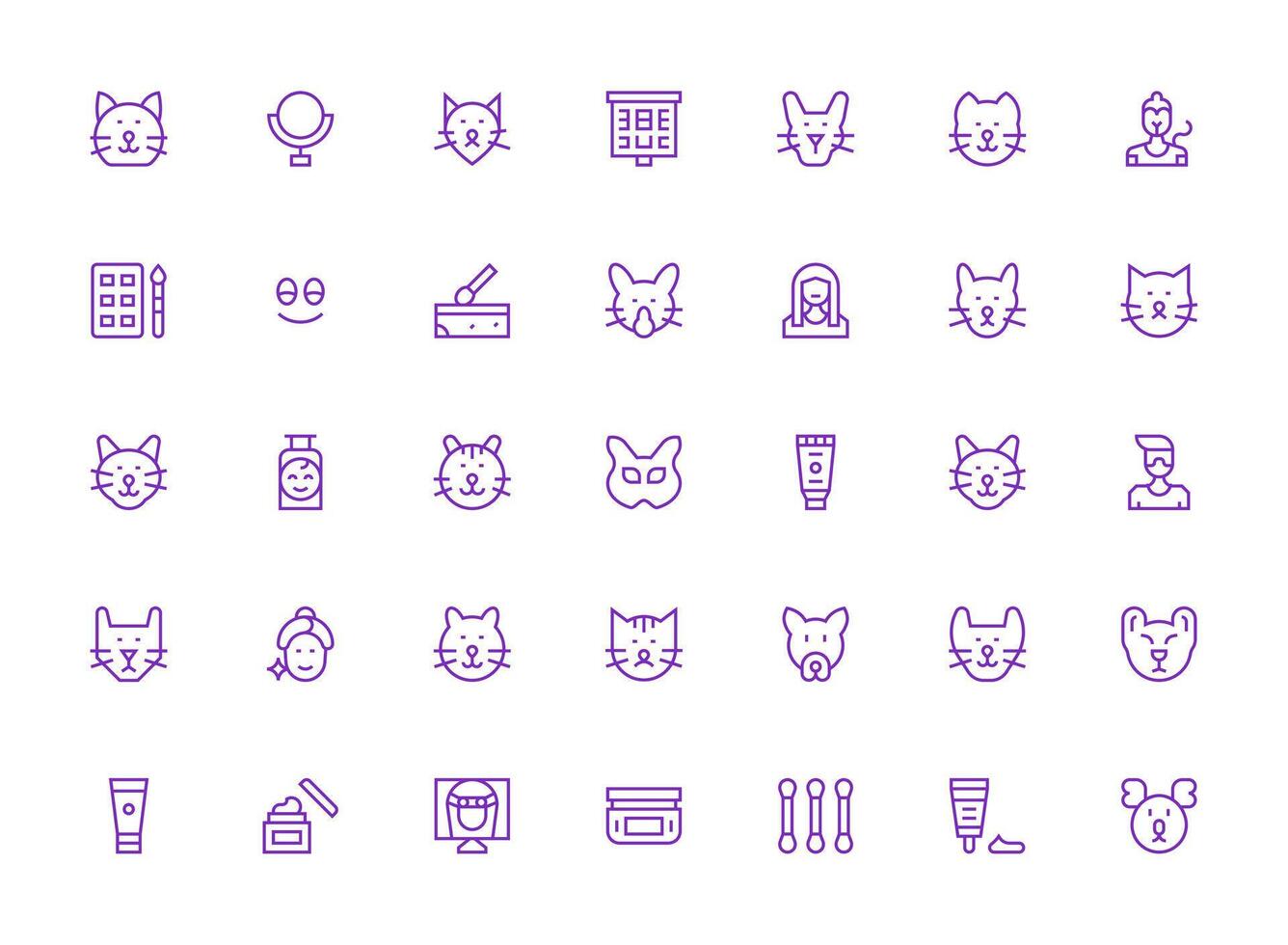 Regular Clean Line Icons from Face Set with 35 Vectors Editable Icon Collection