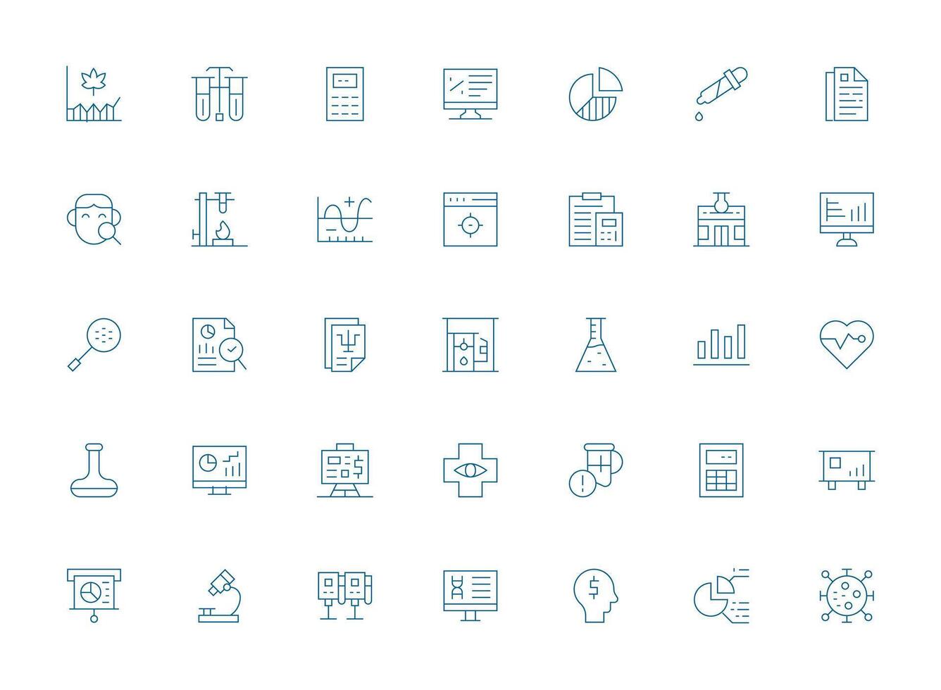 Analysis Icon Set with 35 Light Line Graphics Professional Icon Set vector