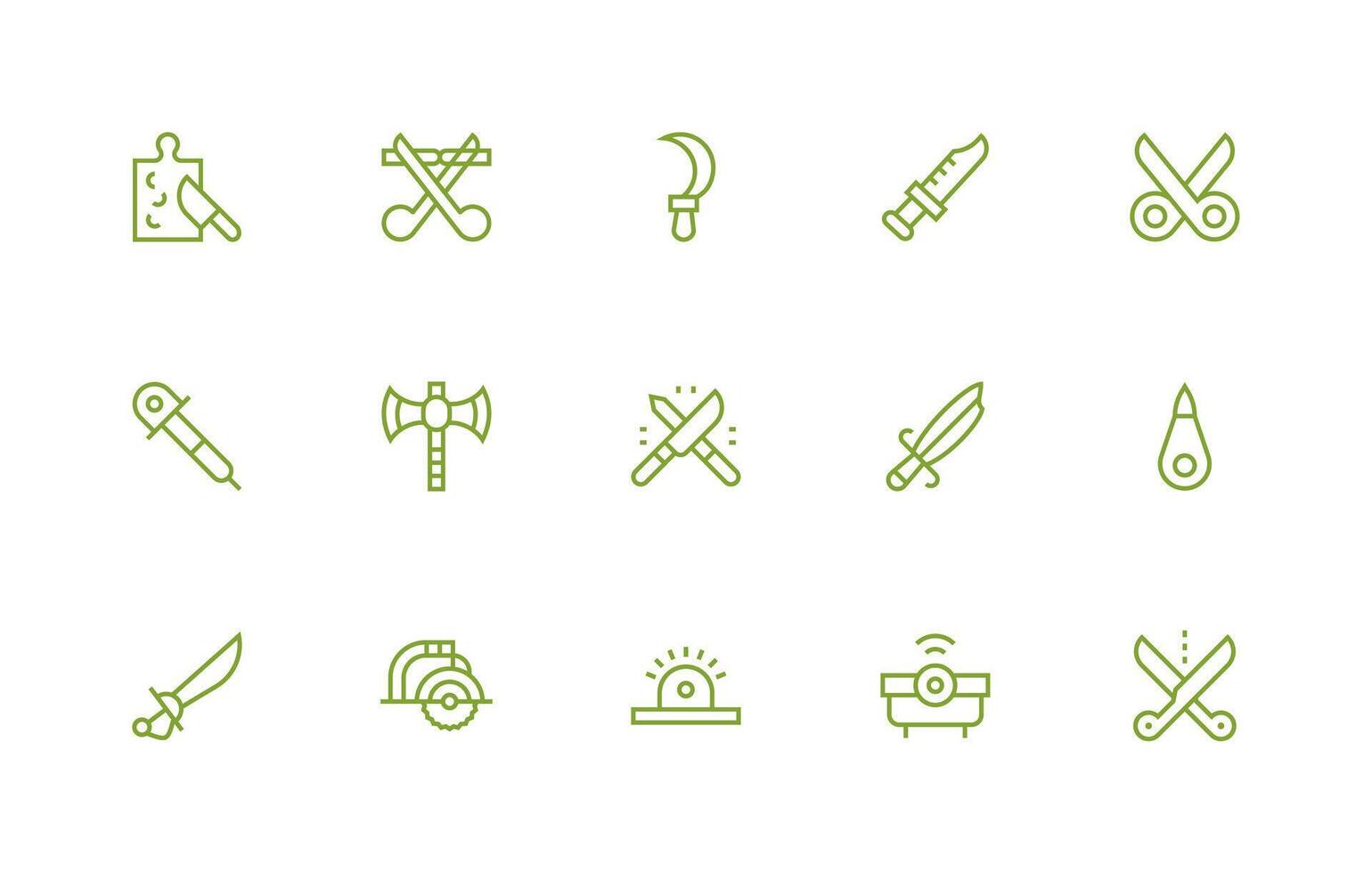 Cutting Icon Set with 15 Regular Line Graphics Scalable Icon Pack vector