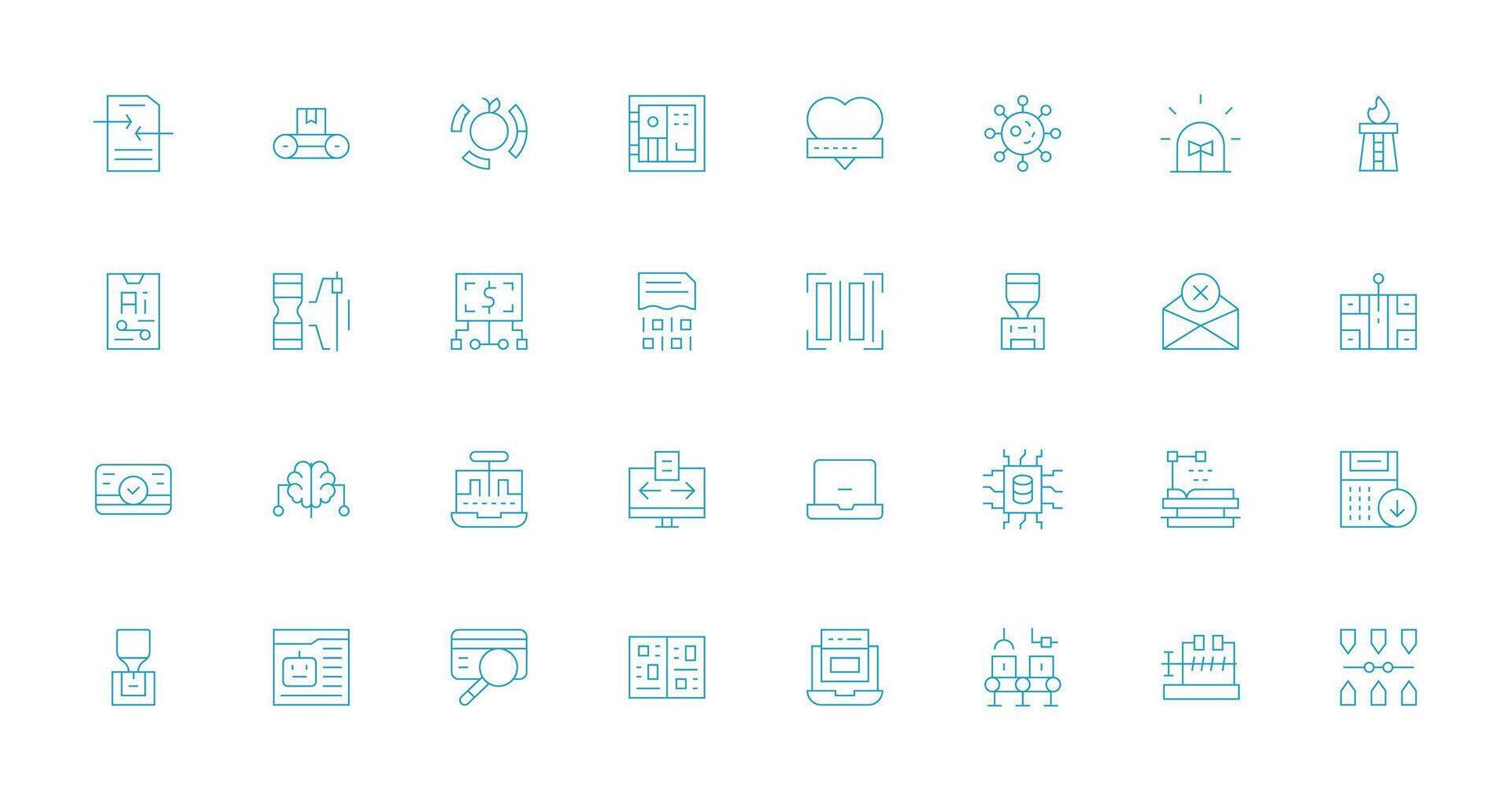 Thin Line Icons from Processing Set with 32 Vectors Interface Icon Collection for Daily Projects