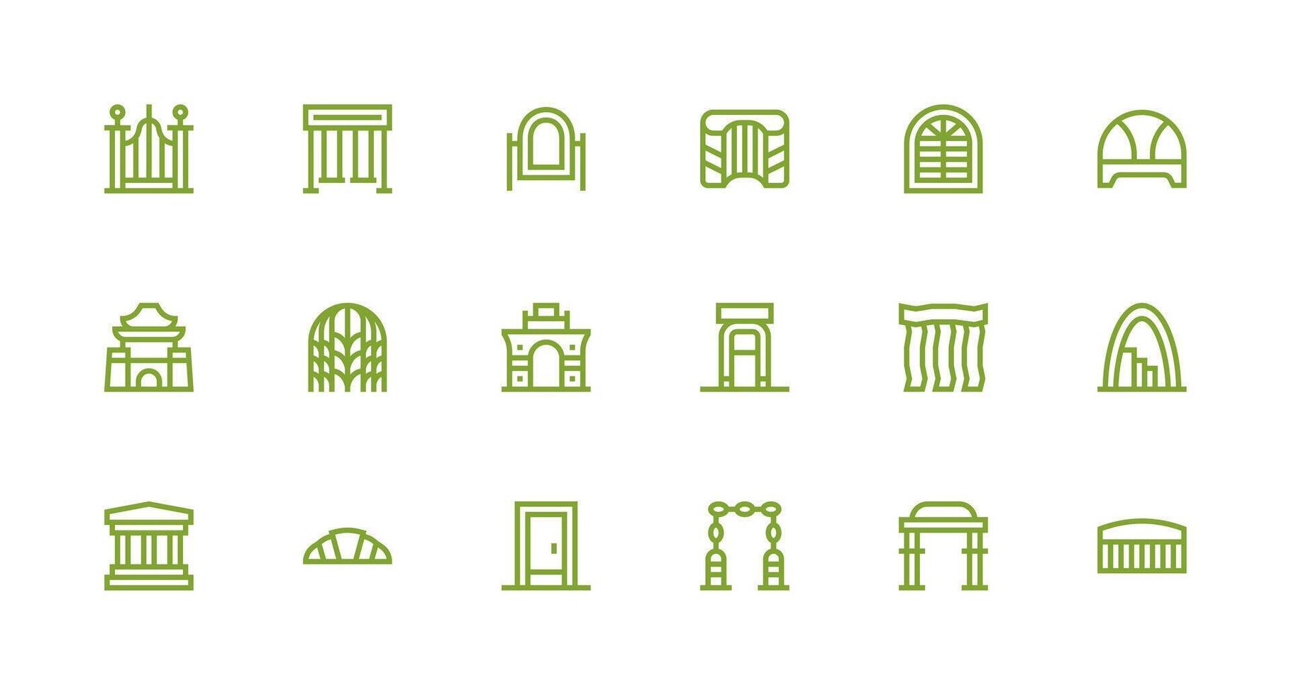 Archway including 18 Strong Stroke Line Illustrations Icons Built for Visual Consistency Pack vector
