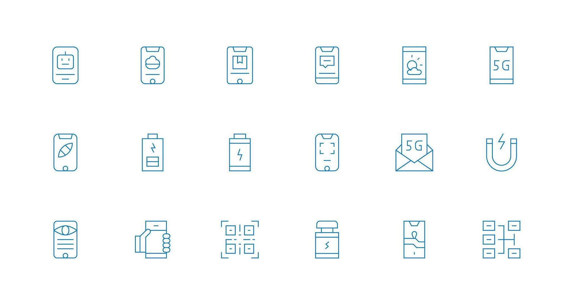 Smartphone including 18 Minimal Line Illustrations Neatly Designed Icons for Web Platforms vector