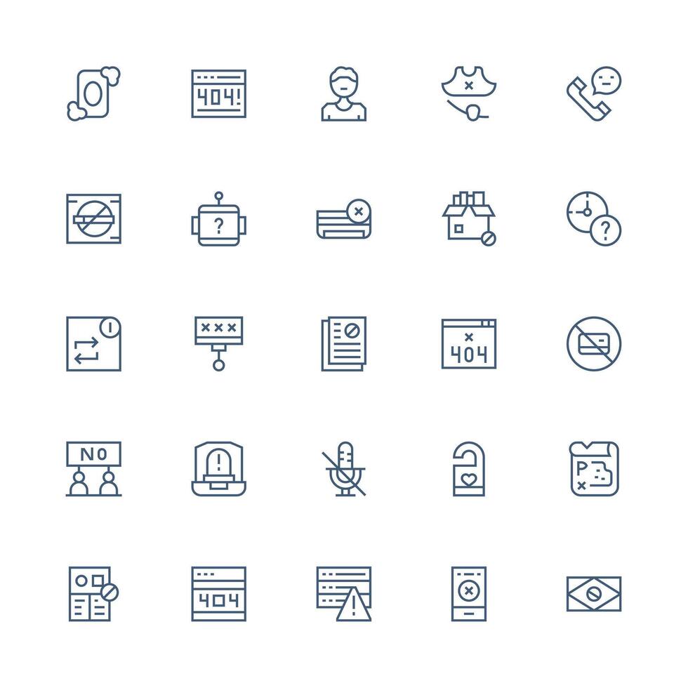 25 Medium Stroke Outline Designs for Unavailable Icons Balanced Icon Set for Functional Design vector