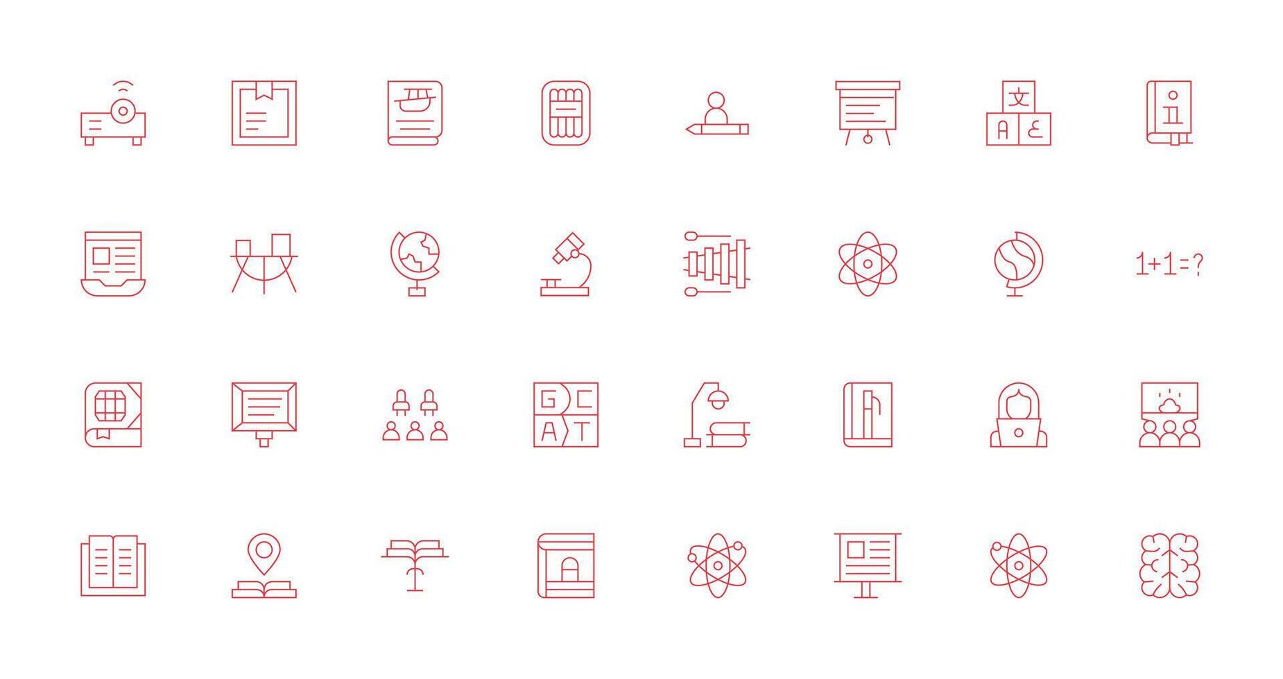 32 Thin Line Icons for Learning Graphics Responsive Icon Set for Flexible Layouts vector