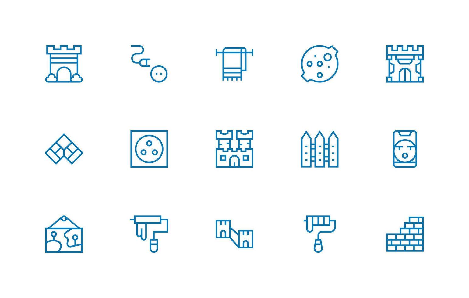 15 Regular Line Style Icons from Wall Collection Neat Icon Set vector