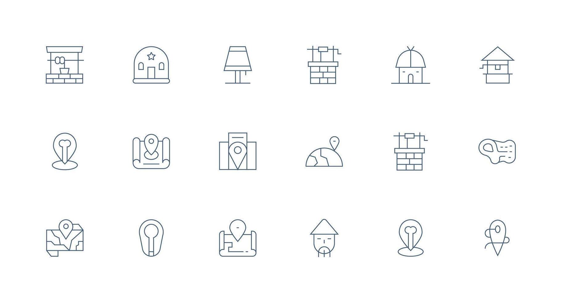 Village Set with 18 Minimal Line Icons Clean Icon Collection for Web Use vector