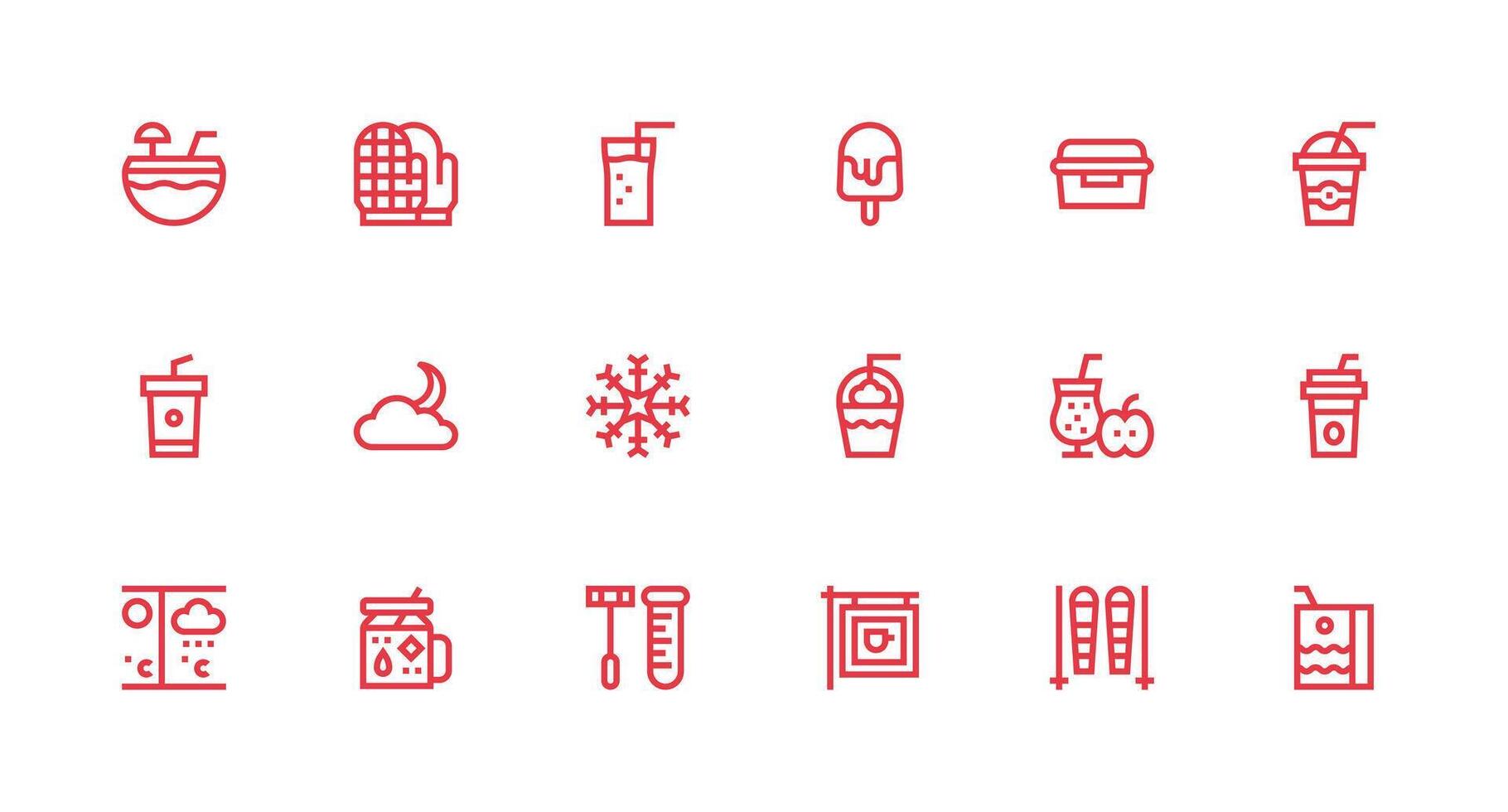 18 Icons for Cold in Strong Stroke Line Format Interface Icon Collection for Daily Projects vector