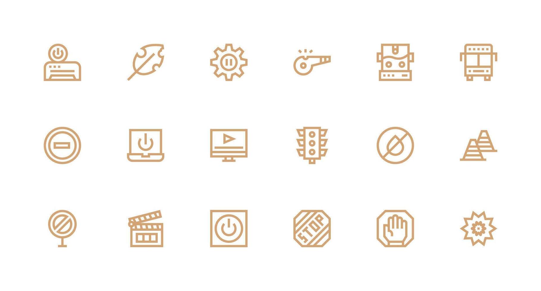 18 Strong Stroke Line Icons for Stop Graphics Complete Icon Bundle for Web Design vector