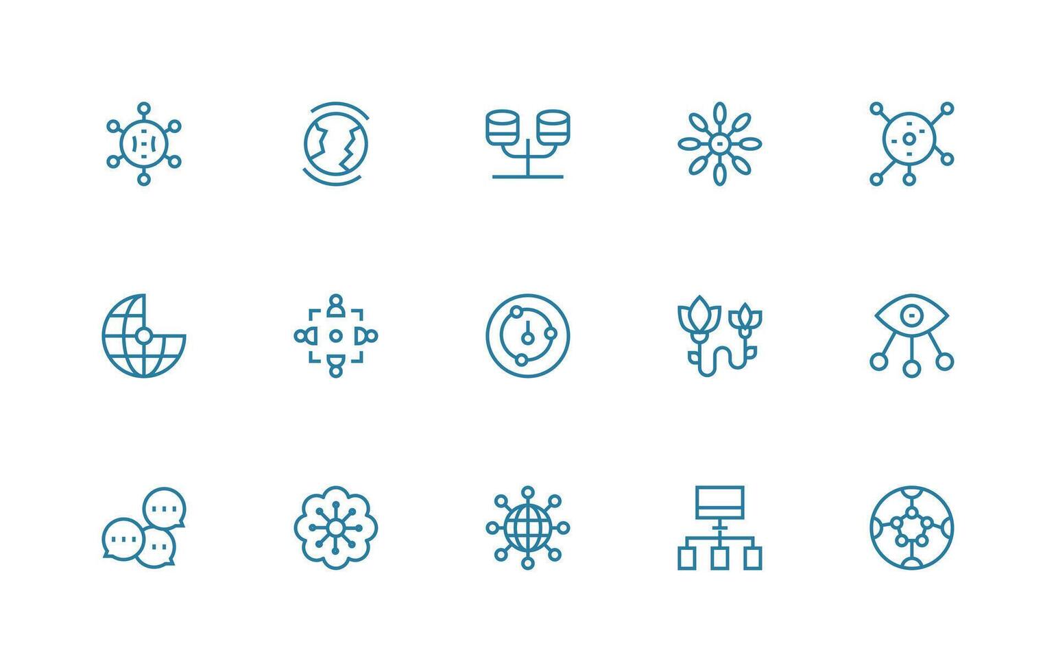 15 Regular Line Designs for Interconnected Icons Simple Icons for Interface and Wireframes vector