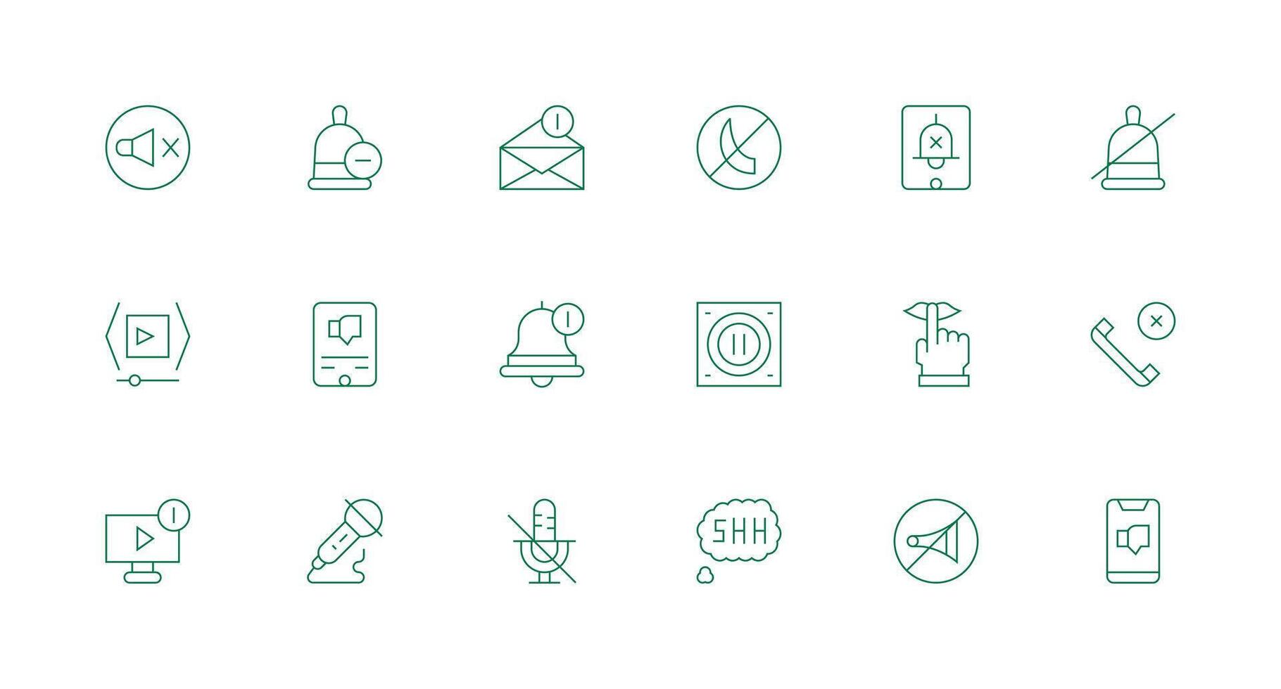 Mute Icon Set with 18 Minimal Line Graphics Compact Icon Set vector
