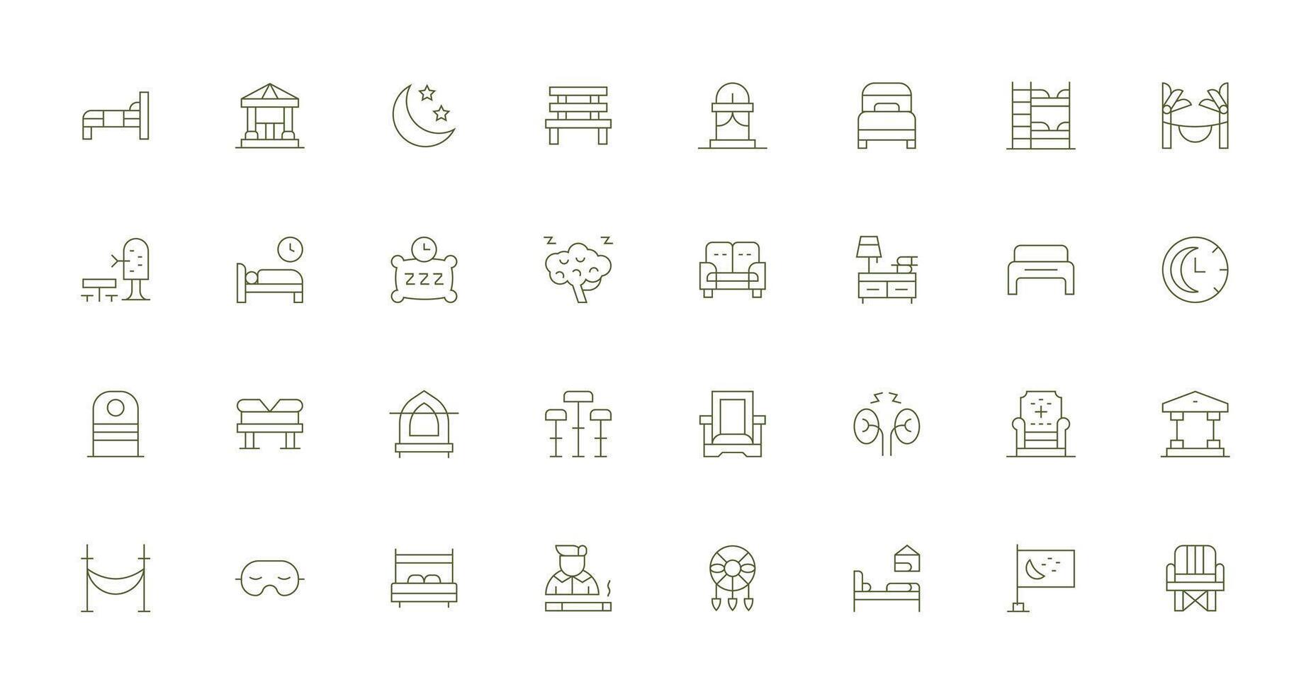 32 Icons for Rest in Thin Line Format Icon Pack for UI vector