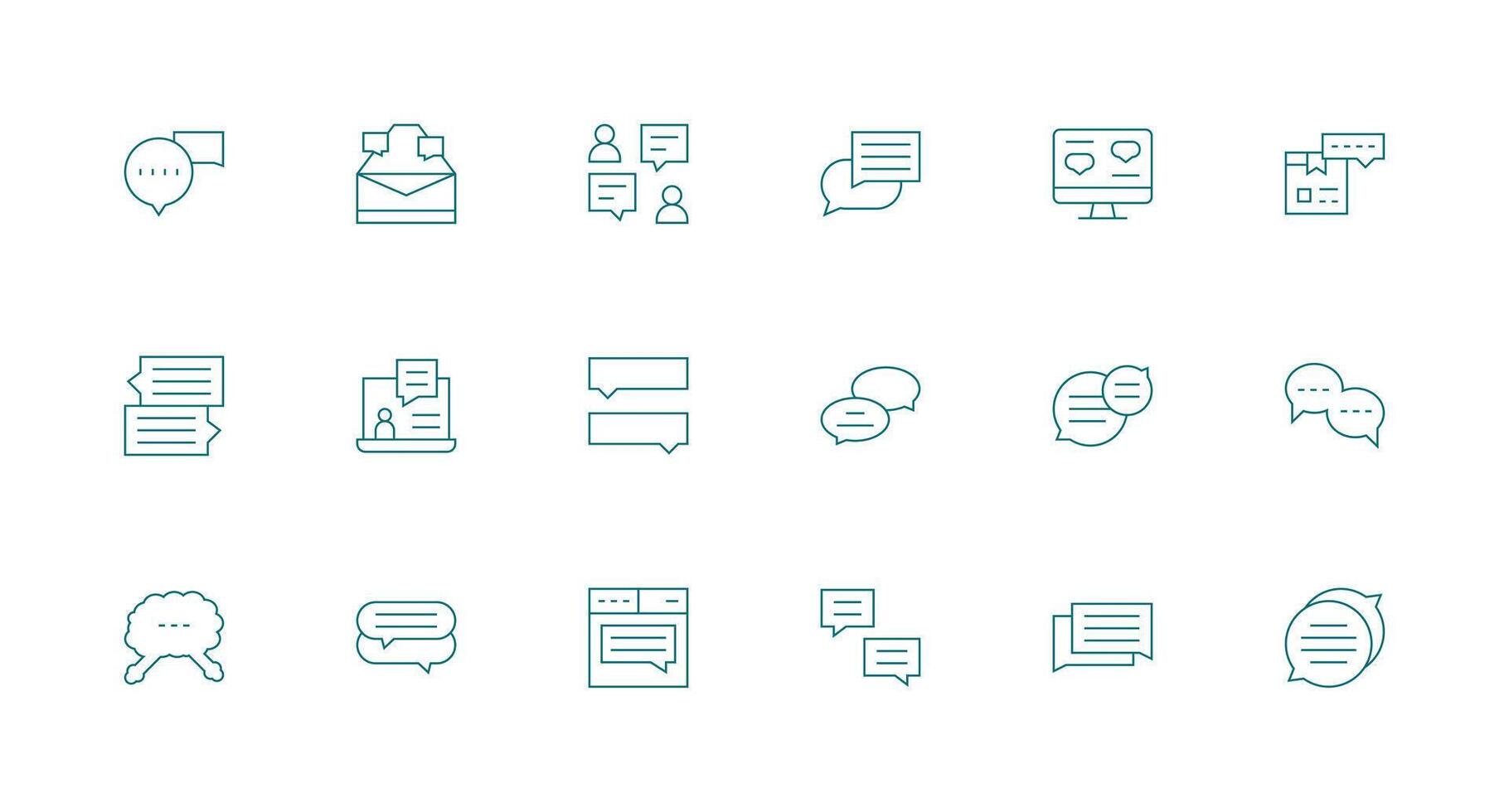 Comment Section Design Icons featuring 18 in Minimal Line Style Dashboard Icon Series vector