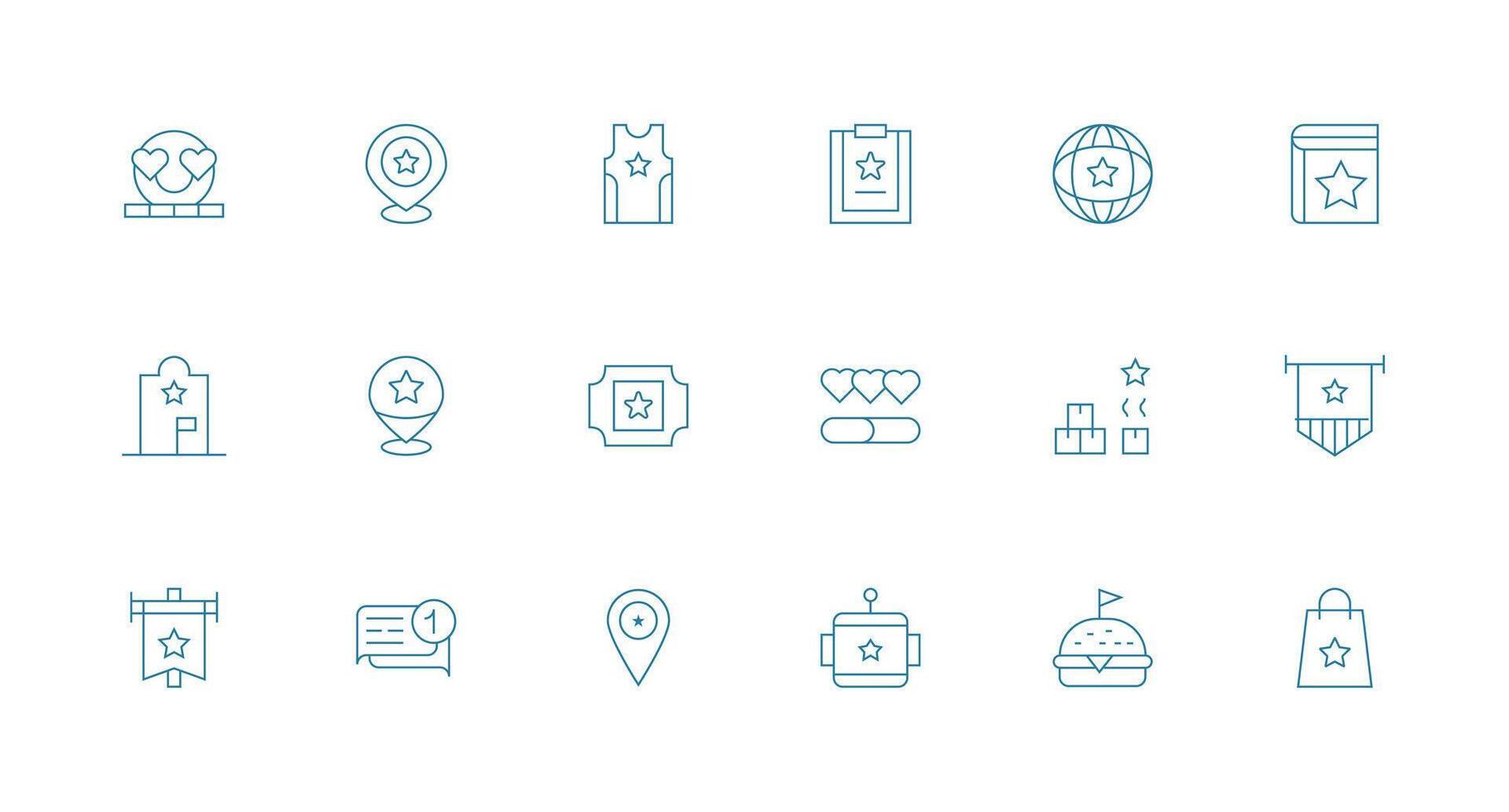 18 Minimal Line Designs for Featured Icons Icon Set for Web vector