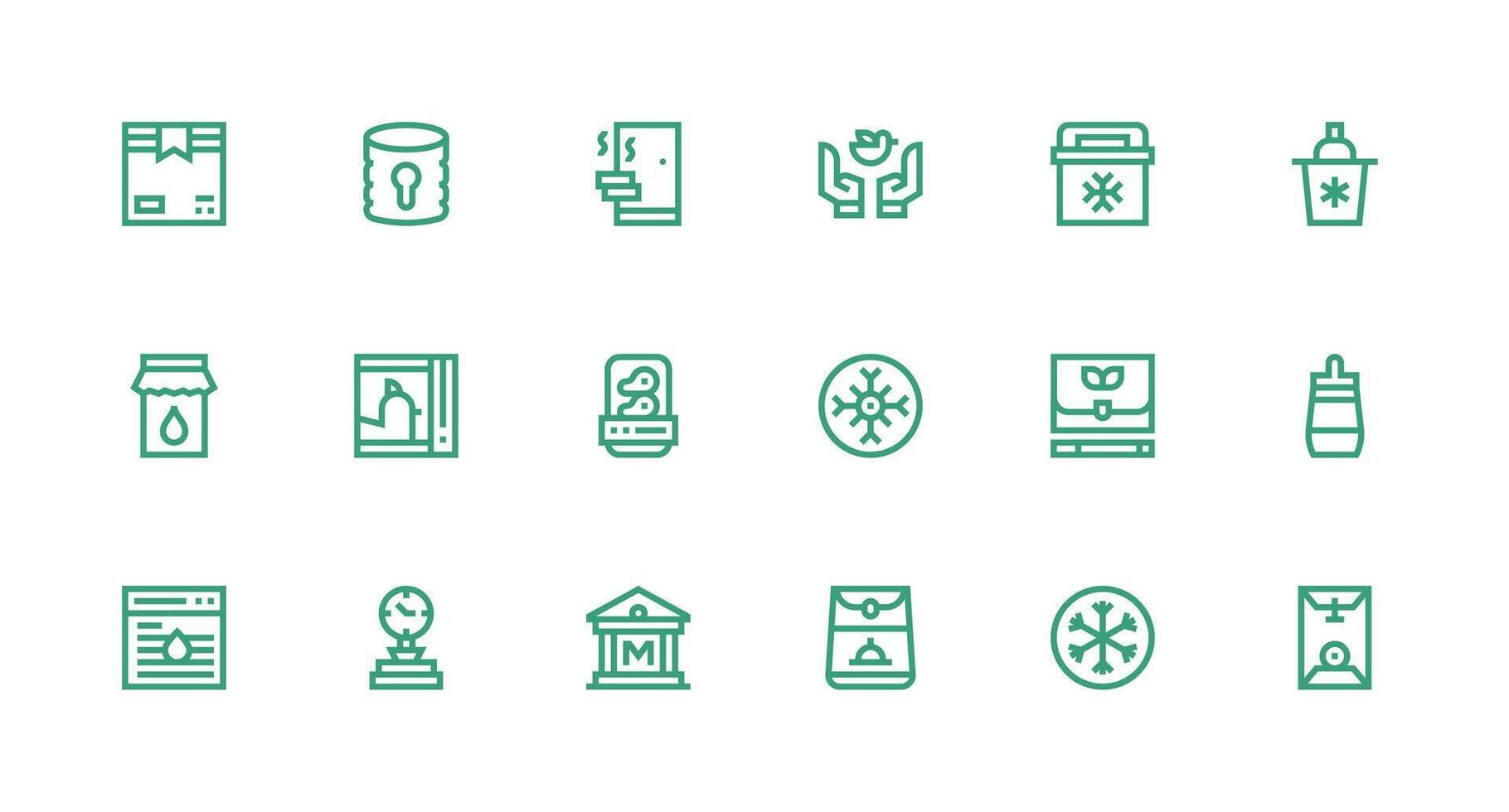 18 Strong Stroke Line Vectors for Preservation Theme Web and App Icon Pack Collection