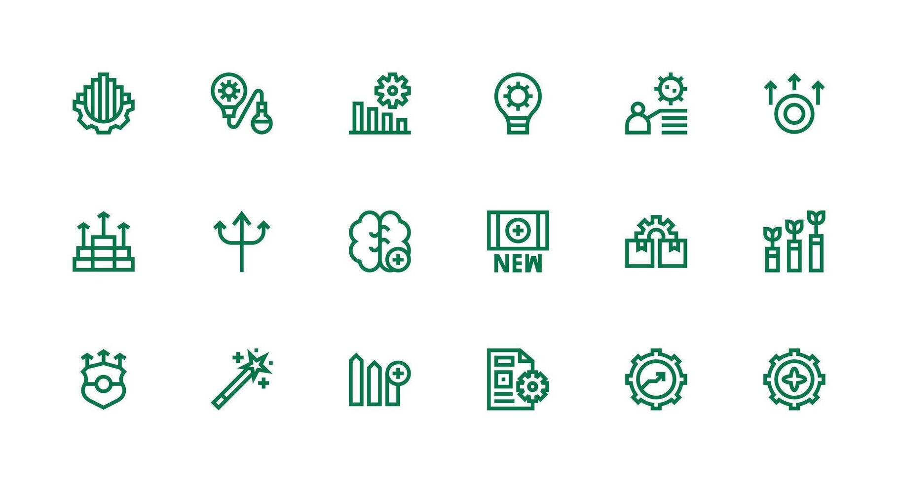 18 Strong Stroke Line Icons for Enhancement Graphics Reusable Icon Set vector