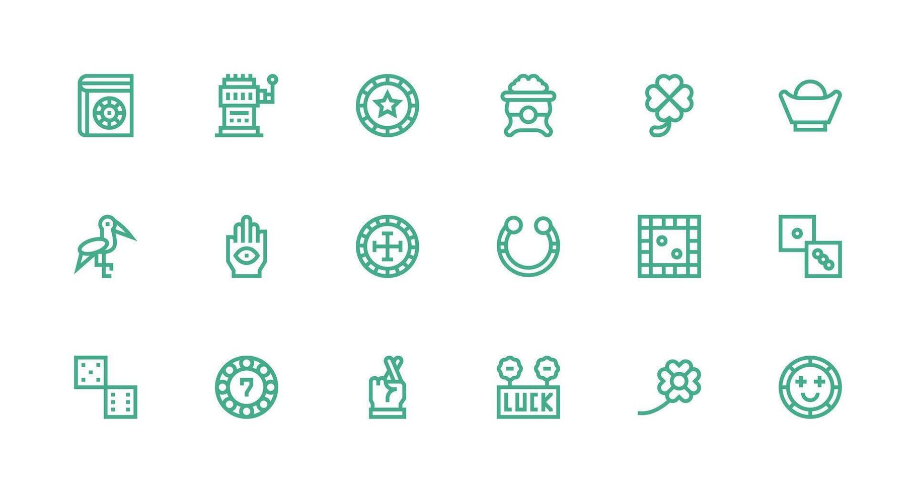 Luck Design Icons featuring 18 in Strong Stroke Line Style Multi-Style Icon Collection vector
