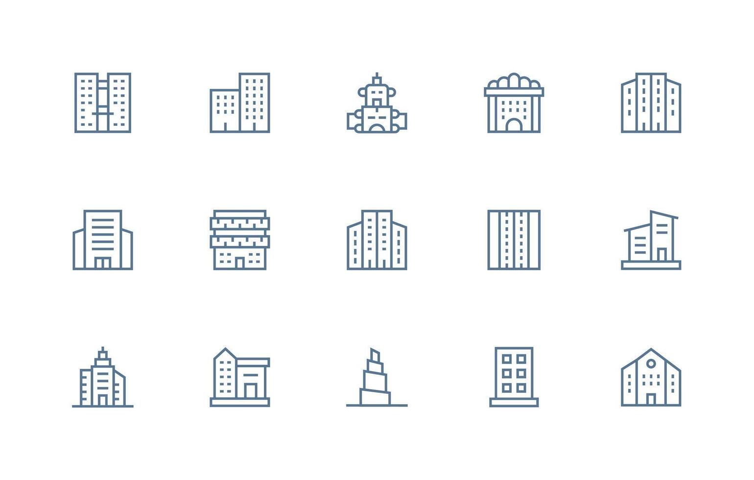Multistory Visual Pack containing 15 Regular Line Icons Clear and Concise Icon Set Collection vector