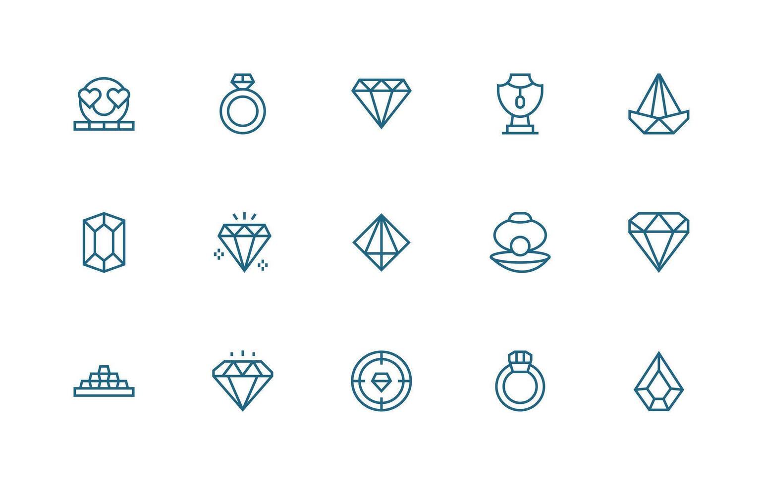 Regular Line Style Precious Icons with 15 Vectors Lightweight Icon Series