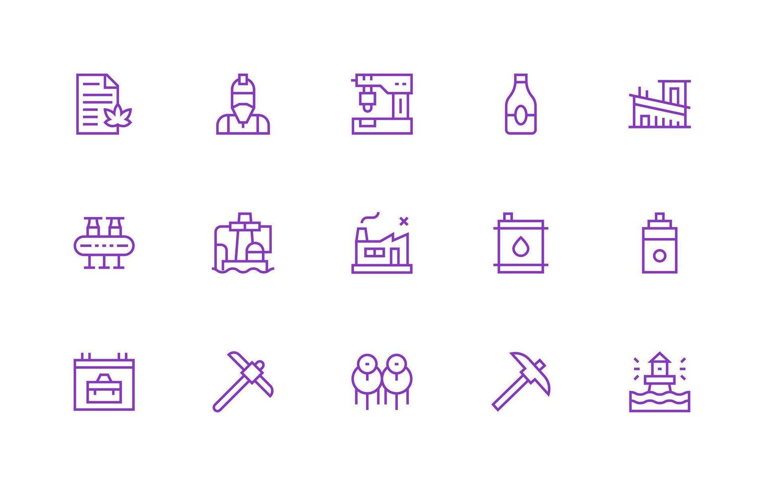 Industry Icon Collection with 15 Regular Line Designs Display Icon Pack vector