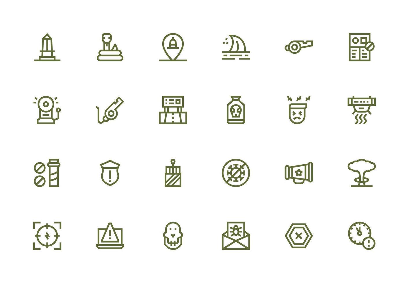 24 Thick Line Line Icons for Warning Graphics Minimal Icon Set for Interface Projects vector