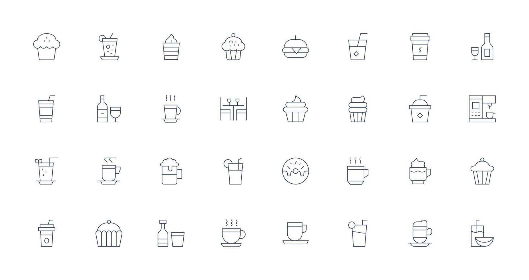 Cafe Icon including 32 Thin Line Illustrations Functional Icon Series vector
