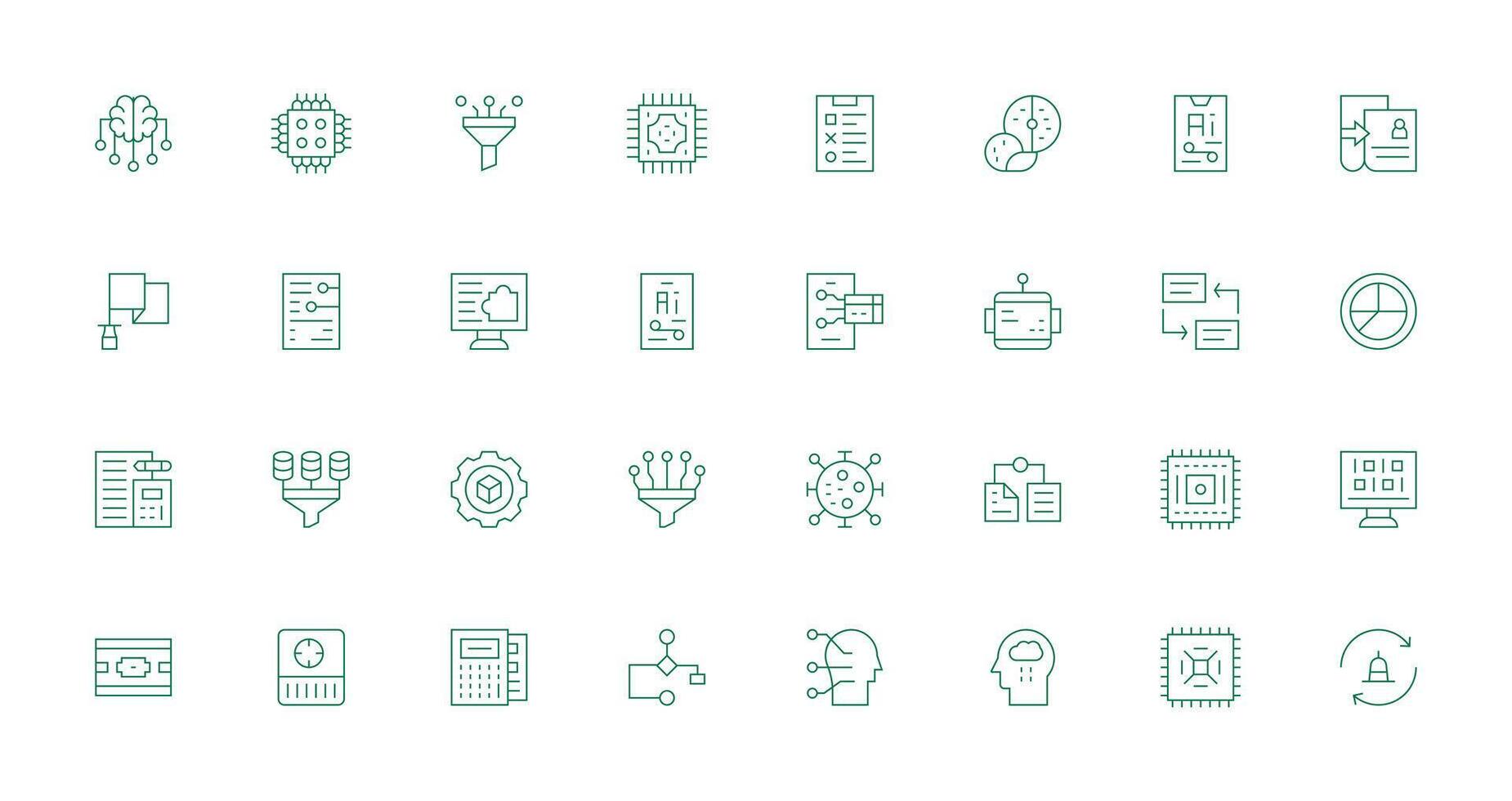 Data Processing Set with 32 Thin Line Icons Interface Icons for Daily Use vector