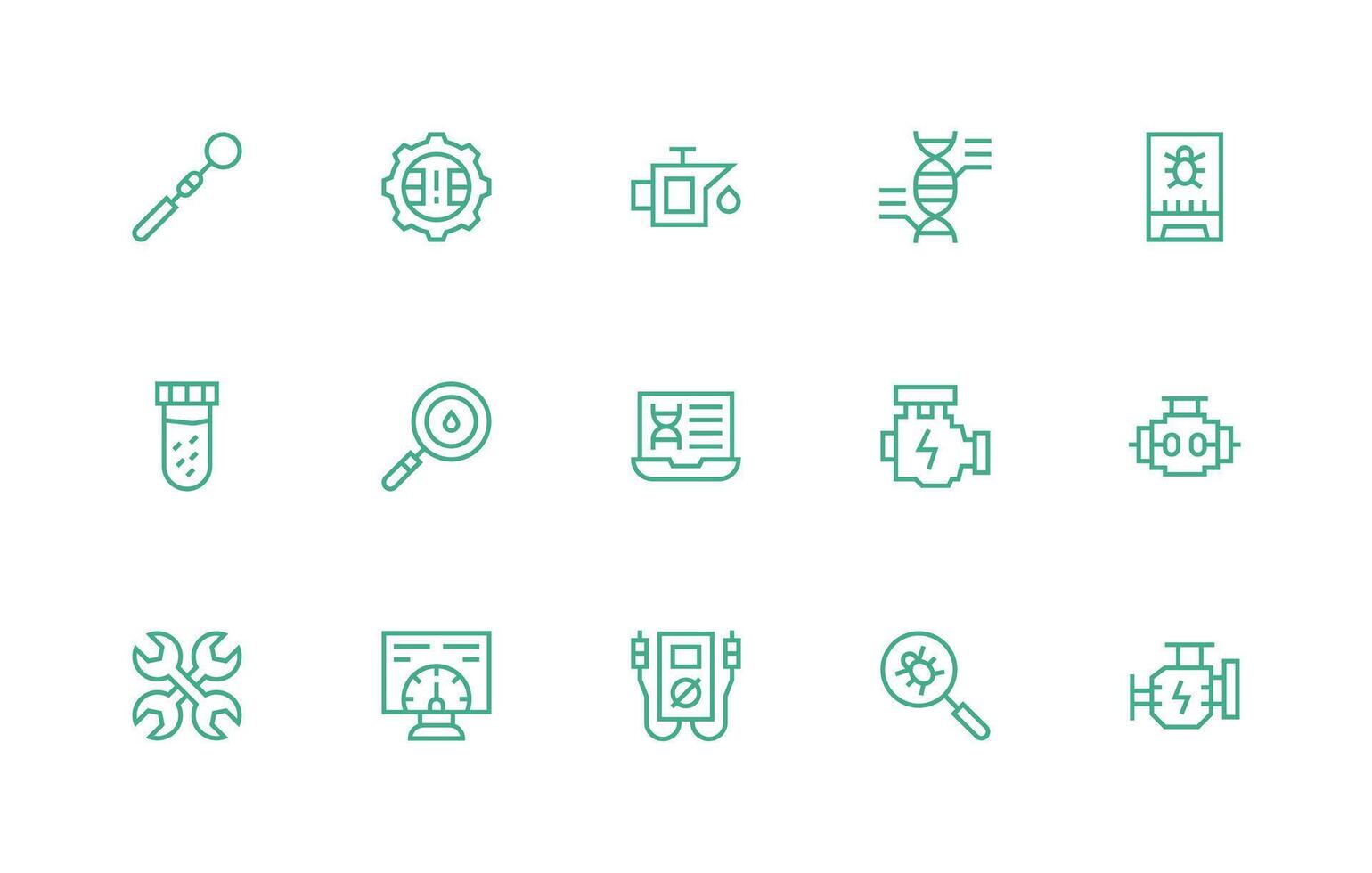 diagnósticos conjunto con 15 regular línea íconos moderno icono conjunto vector