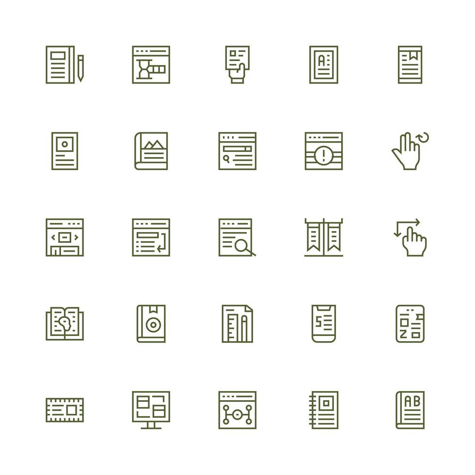 Page Icon Collection with 25 Medium Stroke Outline Designs Well-Structured Icons for Creative Use vector