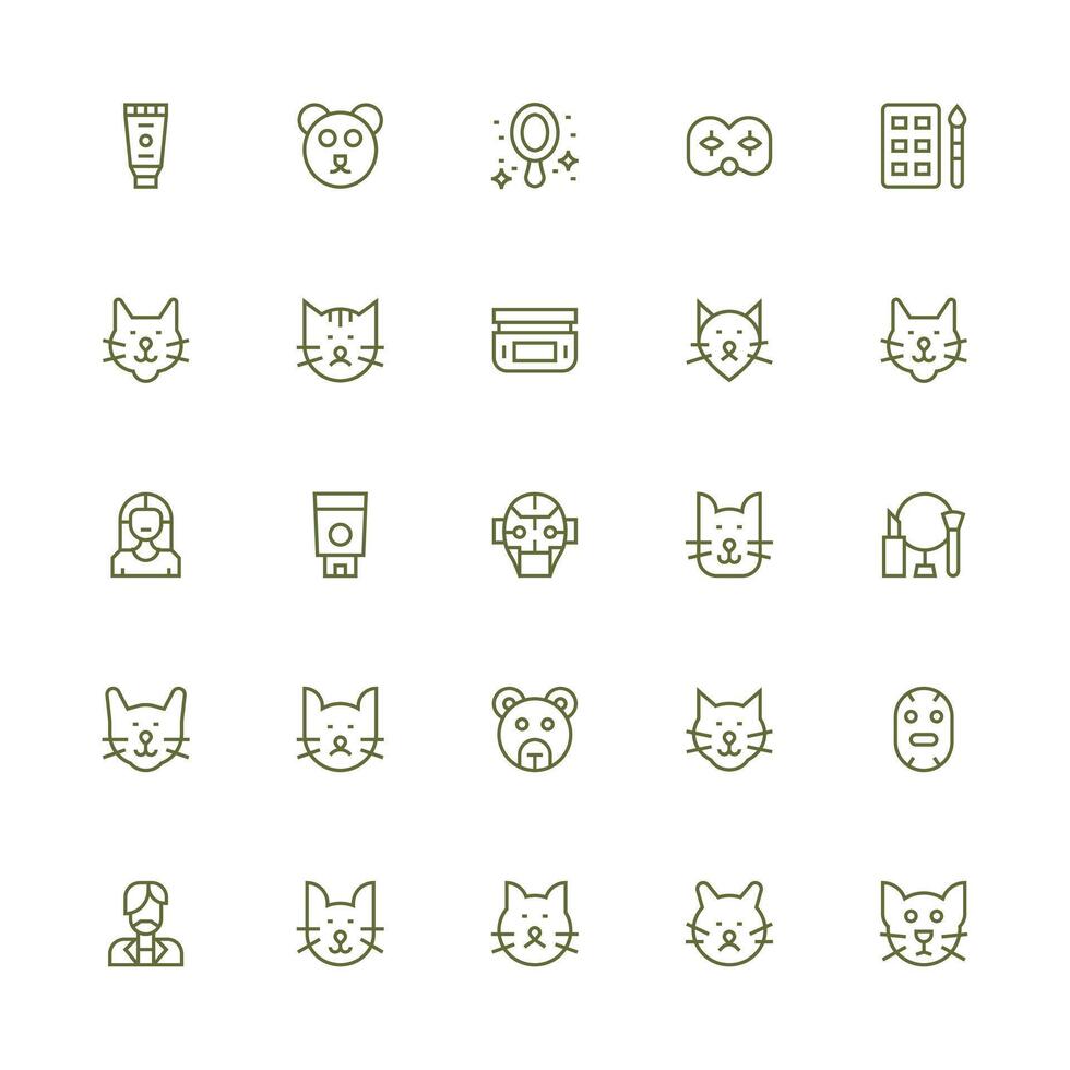 25 Medium Stroke Outline Style Icons from Face Collection Icon Pack for Various Themes vector