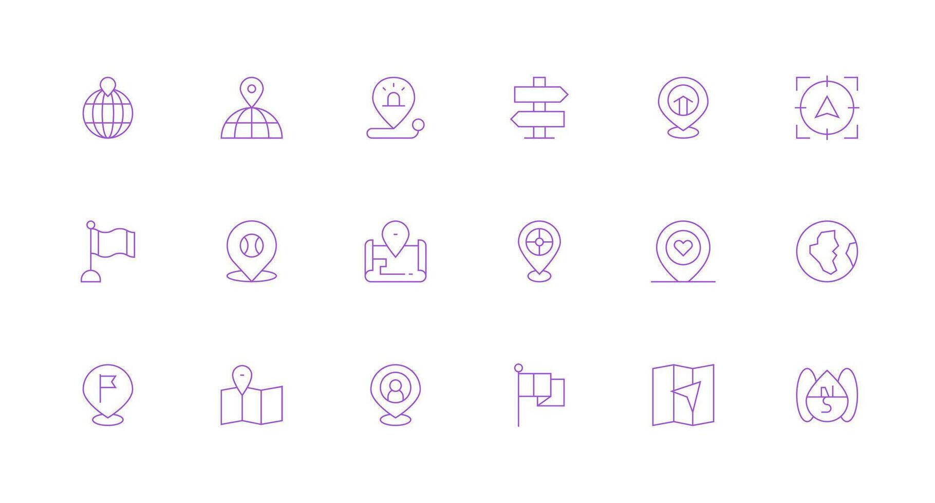 18 Minimal Line Vectors for Location Marker Theme Glyph Icon Series