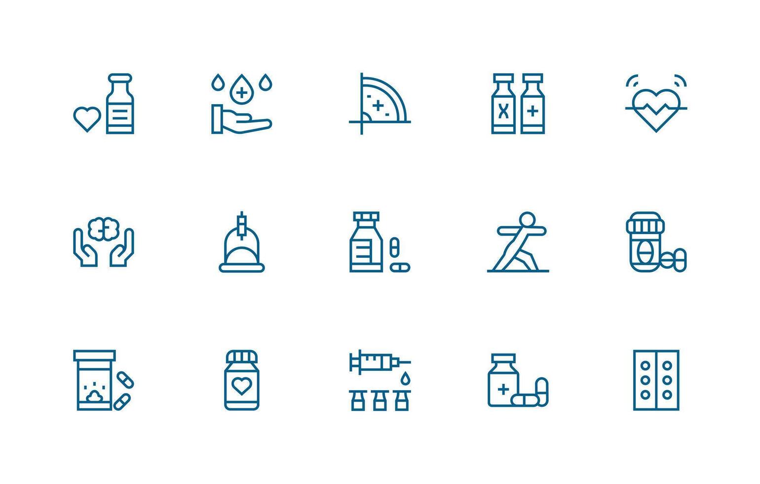 Health Care Set with 15 Regular Line Icons Quick Access Icons for UI Development vector