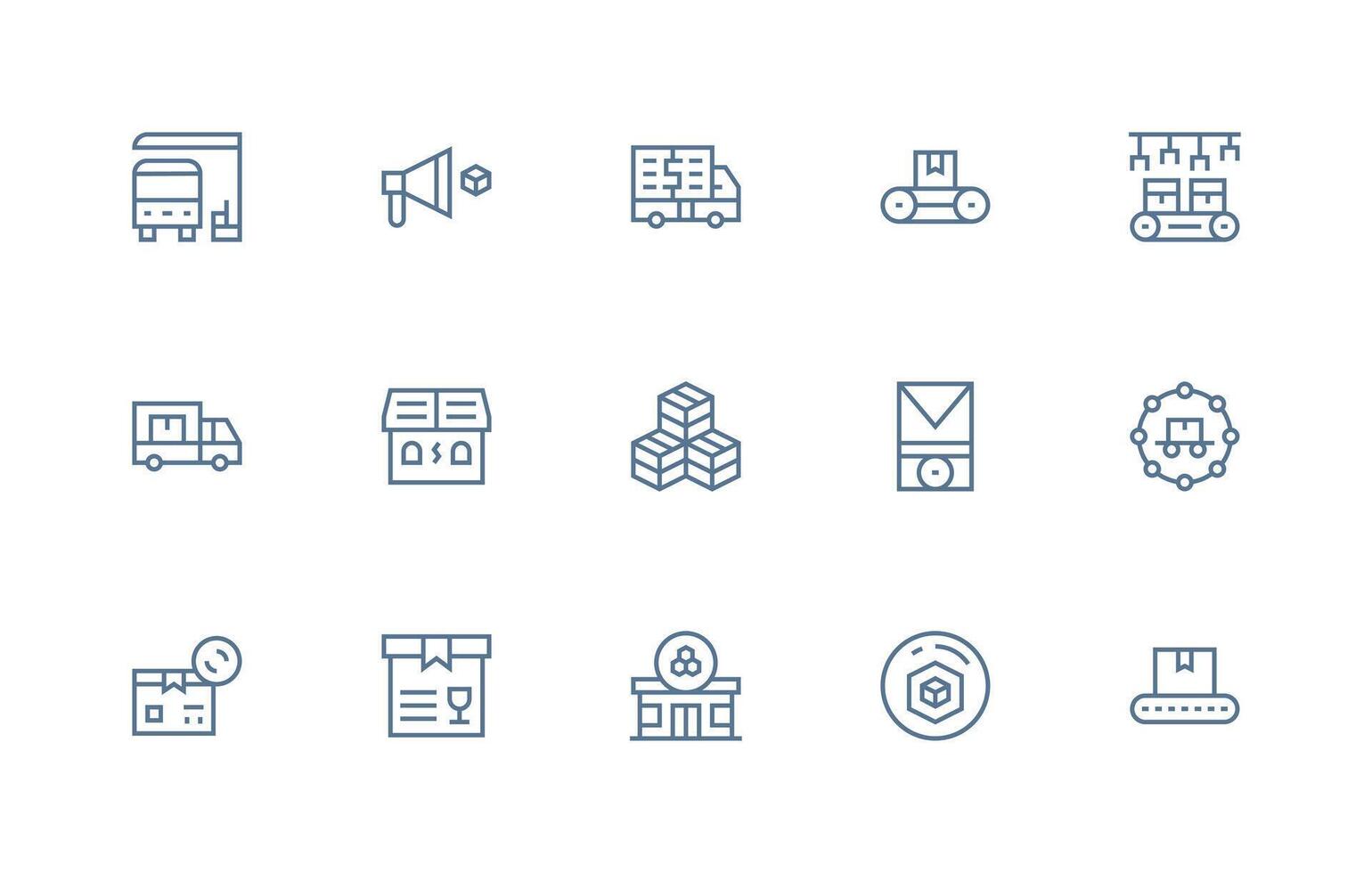 Shipment Icon Collection with 15 Regular Line Designs Icon Pack for UI vector