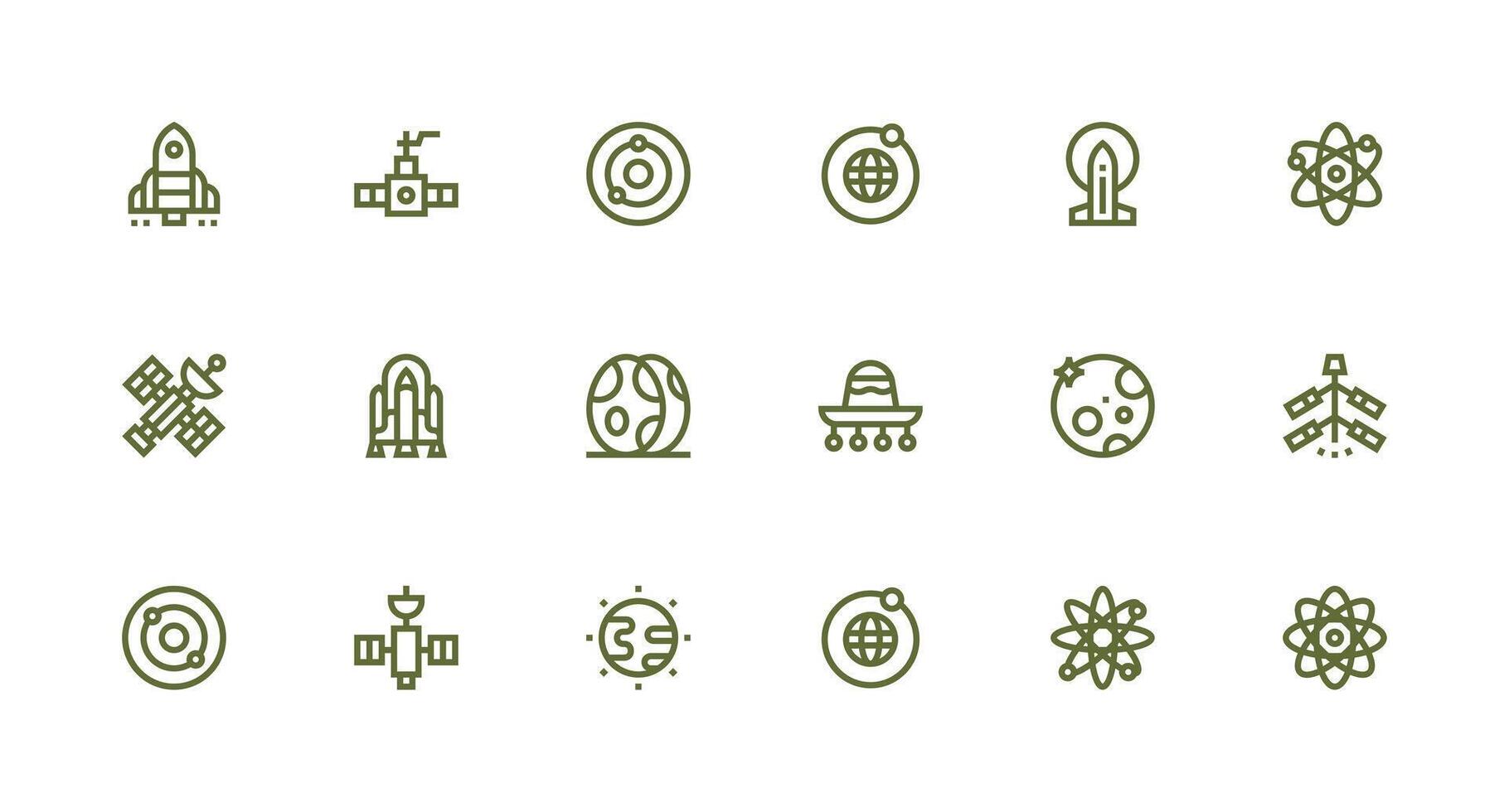 Orbit Set with 18 Strong Stroke Line Icons Simple Icons for Interface and Wireframes vector