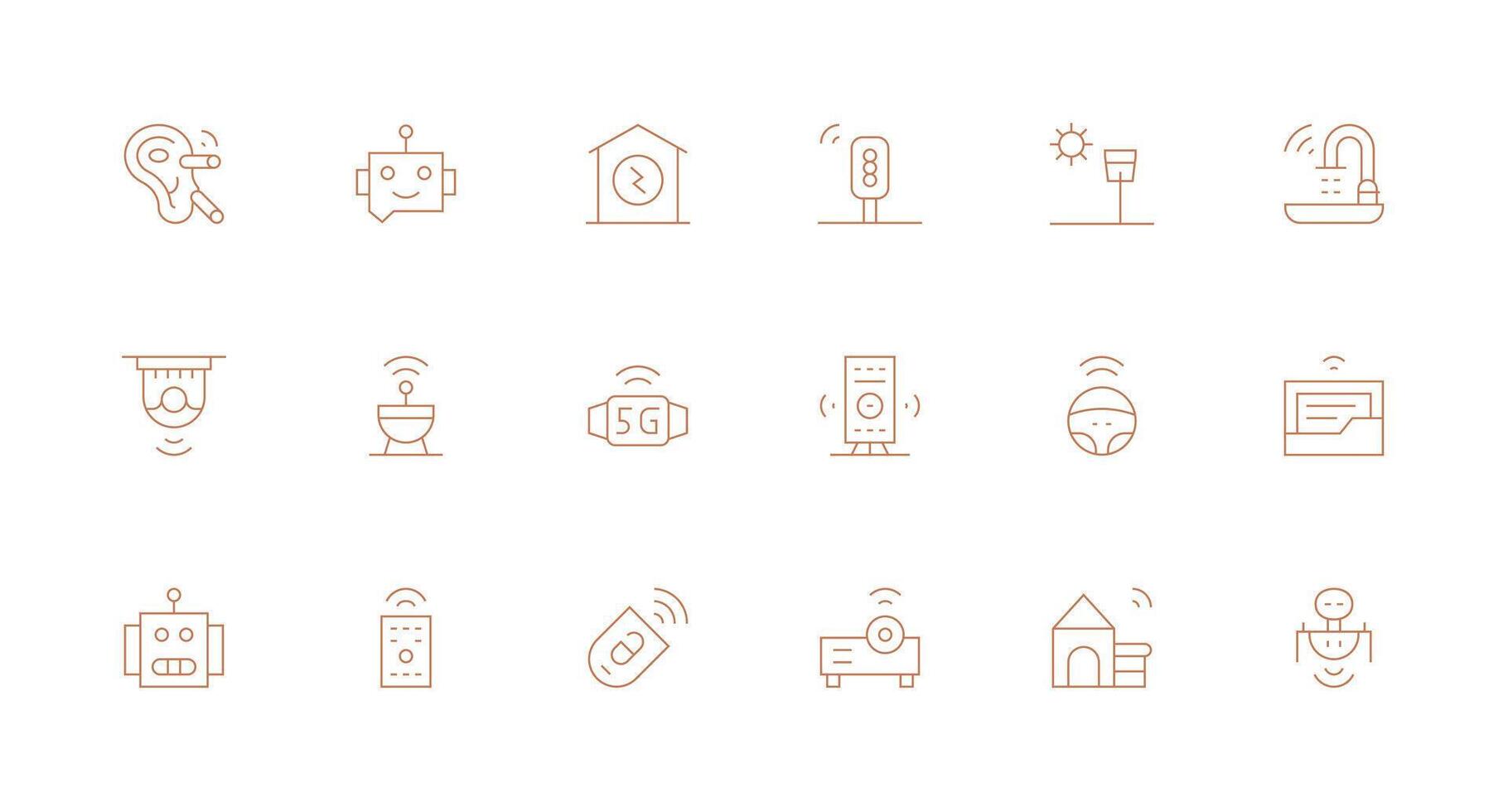 18 Icons for Smart in Minimal Line Format Interface Icon Collection vector
