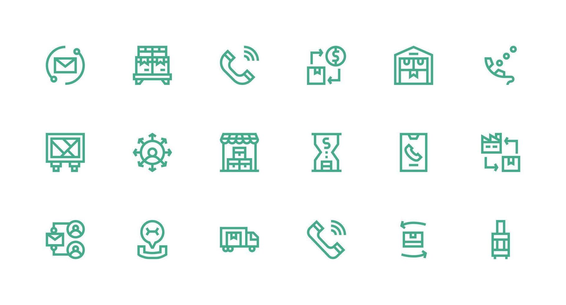 Inbound Icon Collection with 18 Strong Stroke Line Designs Clean Icon Collection for Web Use vector