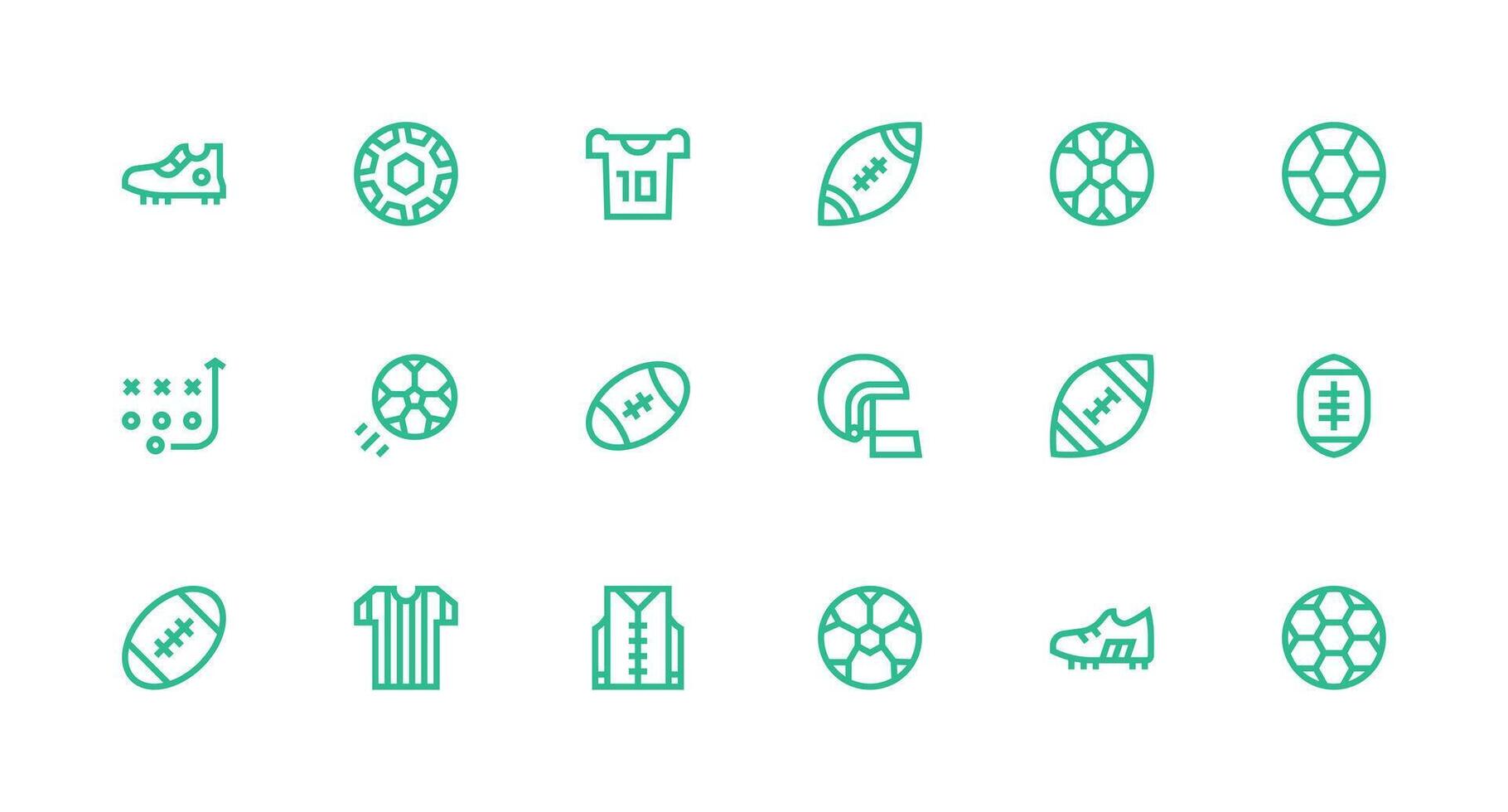 18 Strong Stroke Line Icons for Football Graphics Neat Icon Set vector