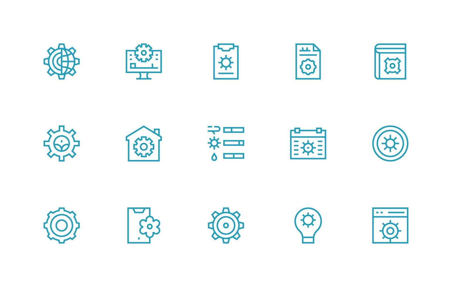 Adjustments Icon Set with 15 Regular Line Graphics Icon Set for Apps vector
