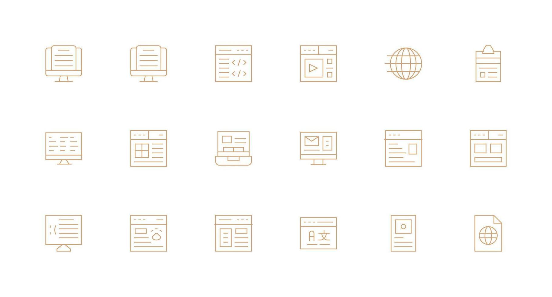 Webpage Design Icons featuring 18 in Minimal Line Style Interface Icon Collection for Daily Projects vector