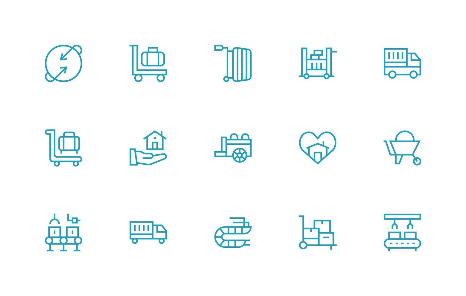 Moving featuring 15 Icons in Regular Line Design Dashboard Icon Series vector