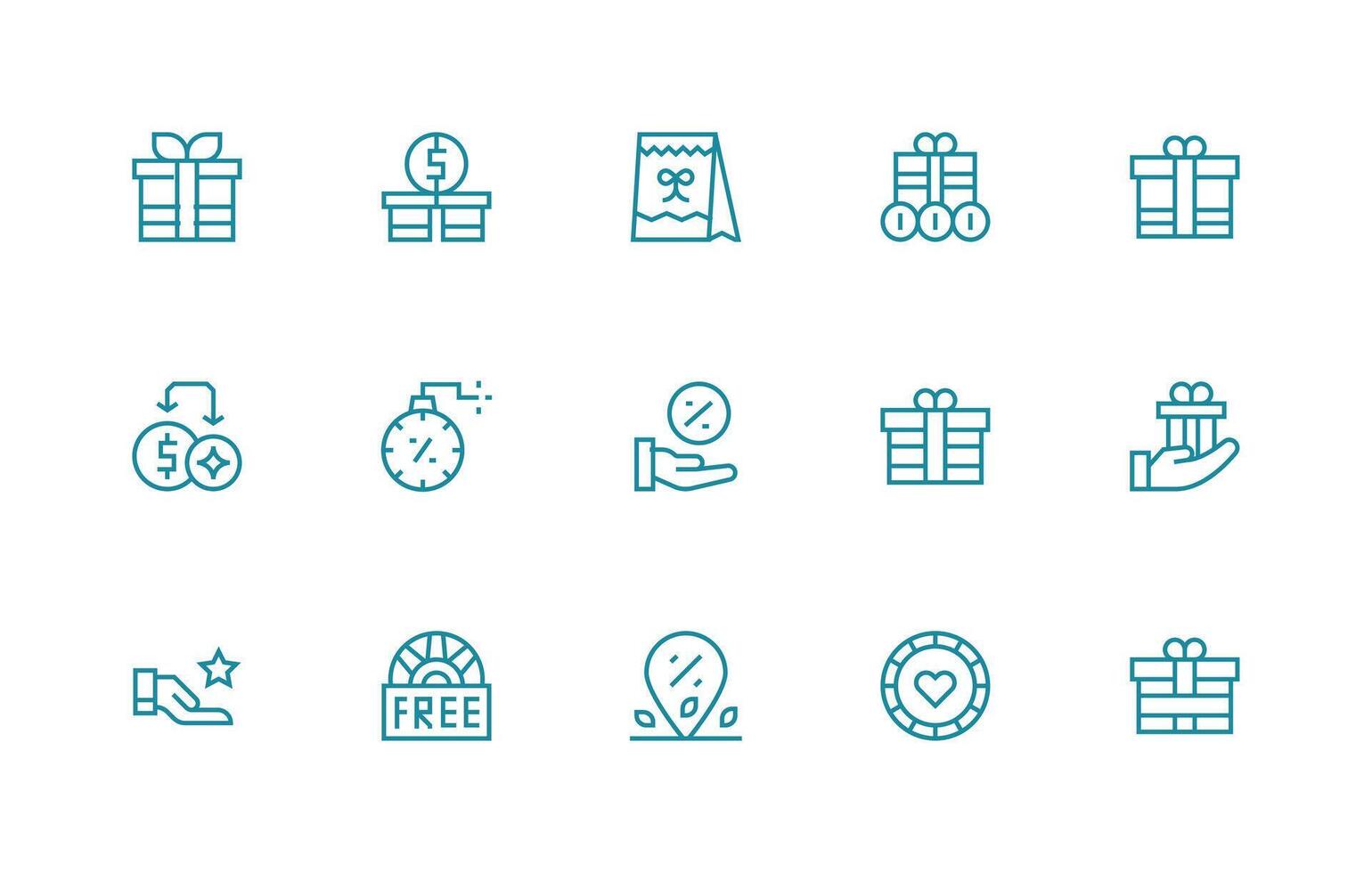 Bonus Design Icons featuring 15 in Regular Line Style Clean Icon Set Icon Pack for UI Projects vector