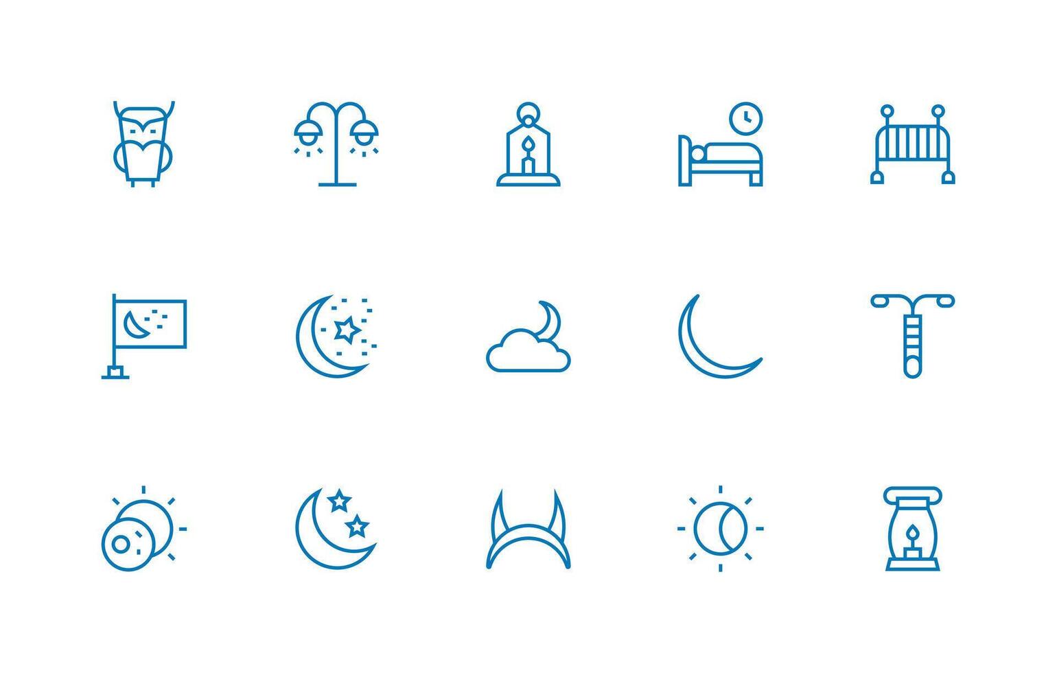 15 Icons for Dark in Regular Line Format Web Icon Collection vector