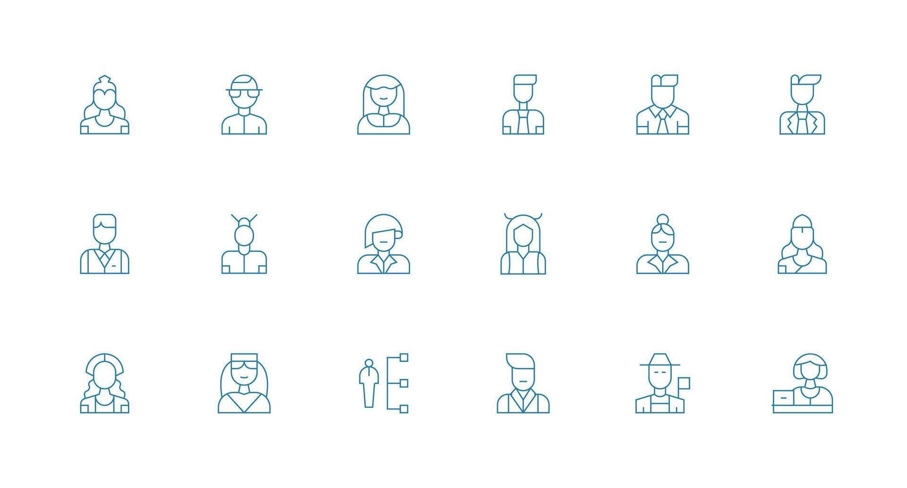 18 Minimal Line Icons for Manager Graphics Simple Icons for Interface and Wireframes vector