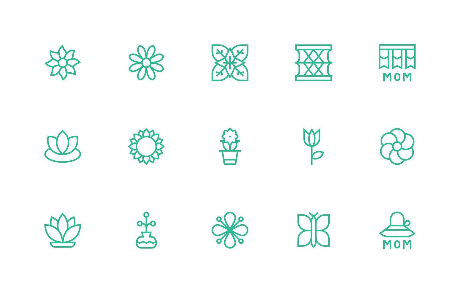 Floral including 15 Regular Line Illustrations User Interface Icons for Digital Products vector