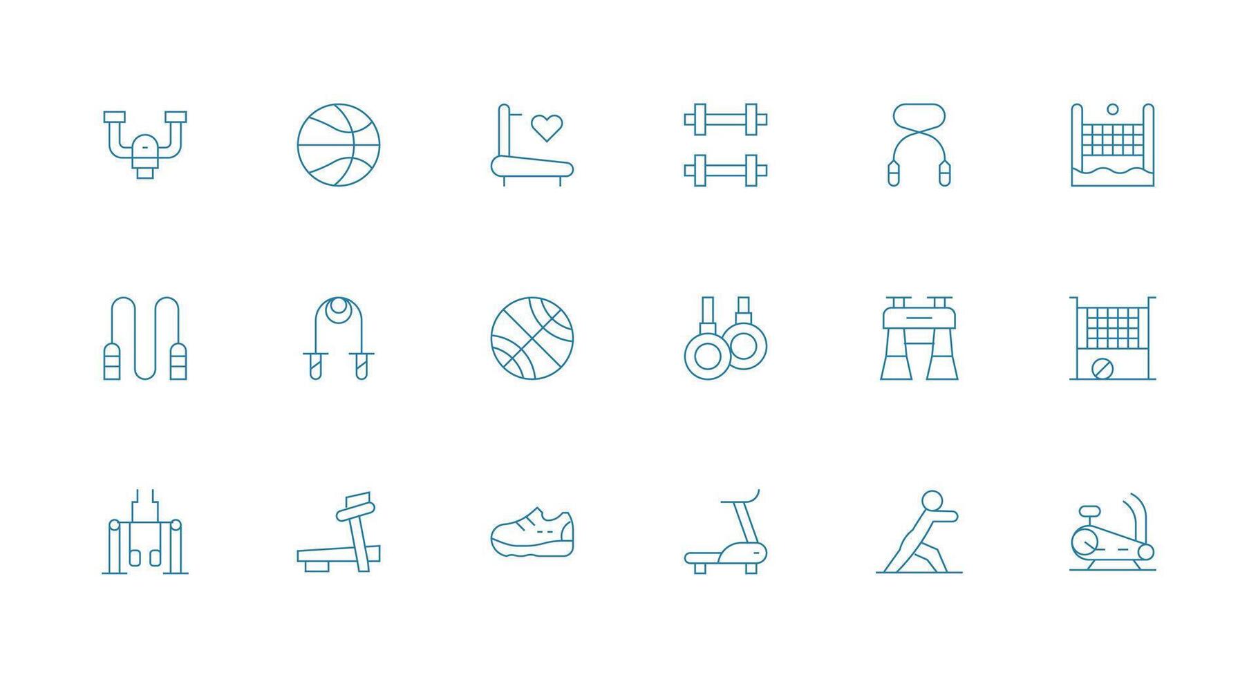 Physical Activity including 18 Minimal Line Illustrations Fully Editable Icon Set for Web vector