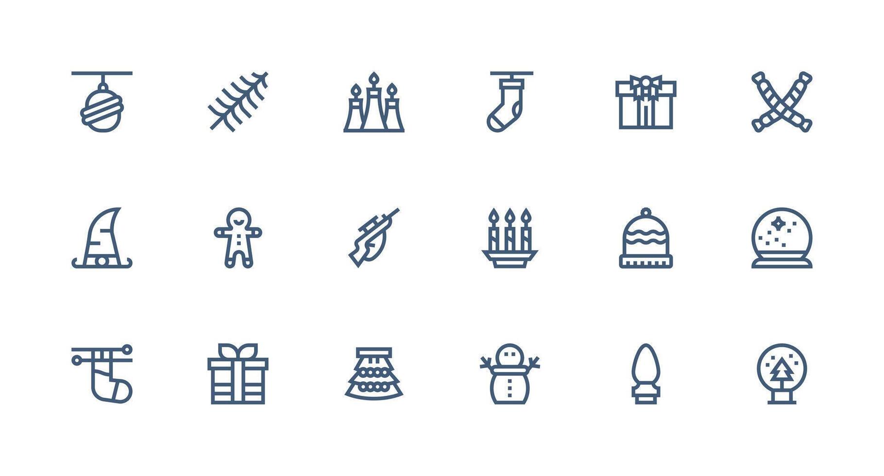 18 Strong Stroke Line Designs for Christmas Icons Quick Access Icons for UI Development vector